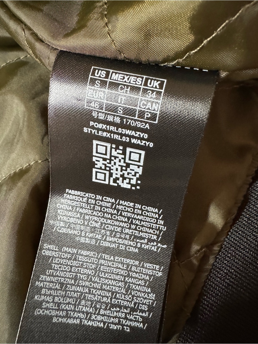 GUESS Olive Green Quilted Bomber Jacket - Picture 9 of 10